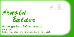 arnold balder business card